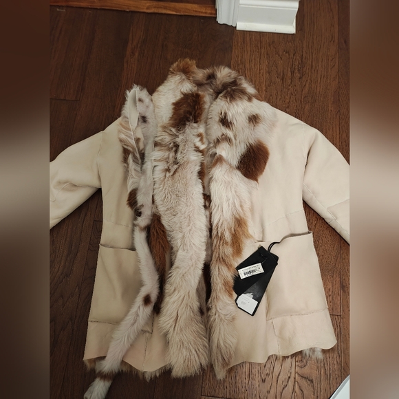 Brand New Giorgio Brato Real Shearling Reversible Leather Jacket Size IT40 - Picture 9 of 13